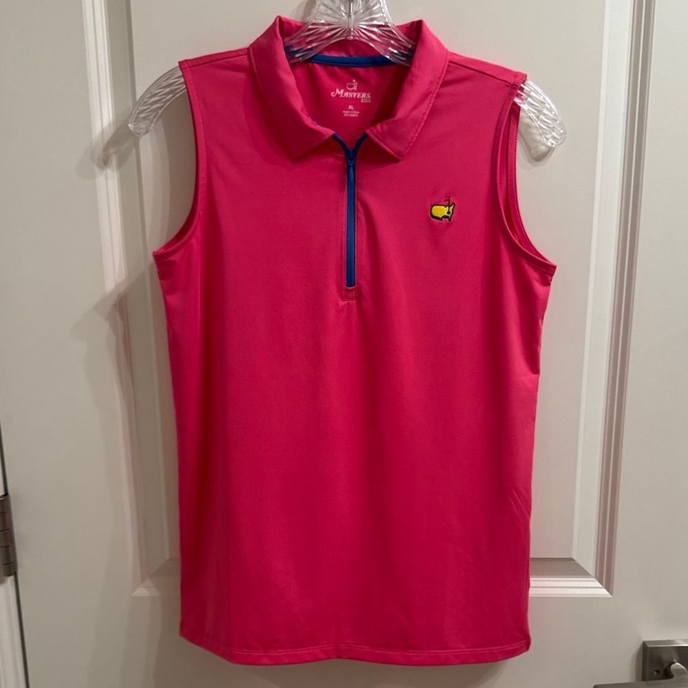 Masters Kid’s Hot Pink Sleeveless Golf Polo Performance Quarter Zip XL